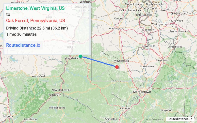 Distance from Limestone to Oak Forest