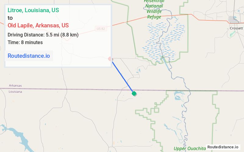 Route map from Litroe to Old Lapile