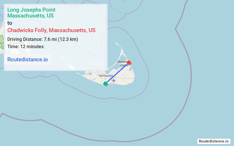 Route map from Long Josephs Point to Chadwicks Folly