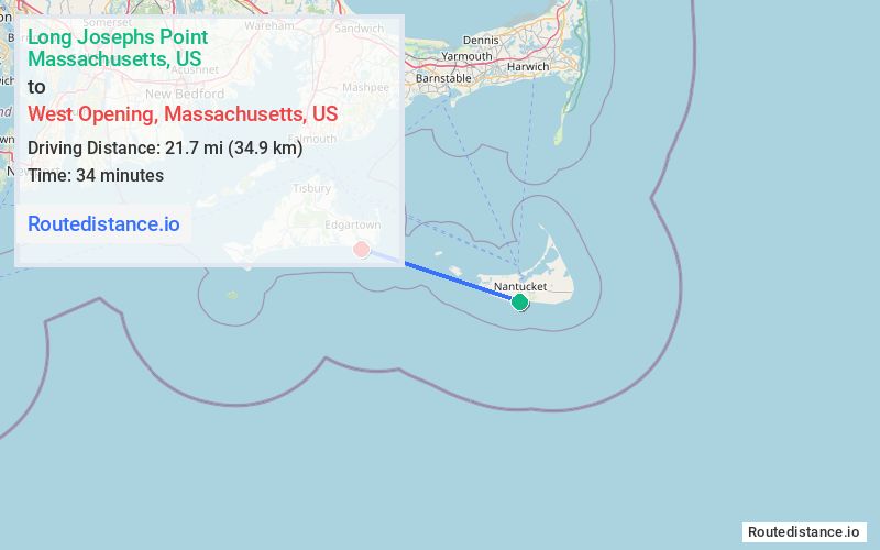 Route map from Long Josephs Point to West Opening