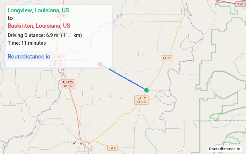 Distance from Longview to Baskinton
