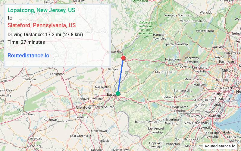 Distance from Lopatcong to Slateford