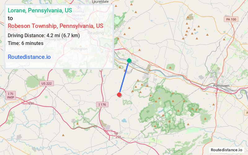Route map from Lorane to Robeson Township