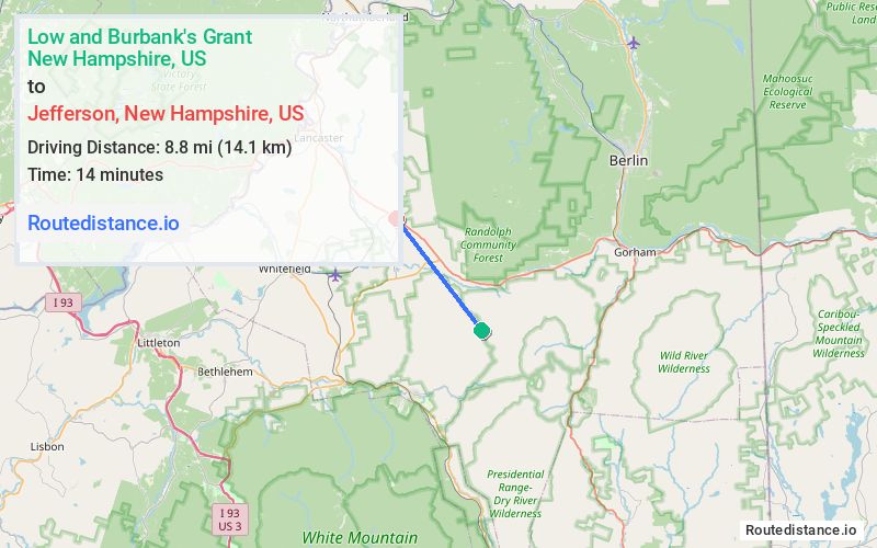 Route map from Low and Burbank's Grant to Jefferson