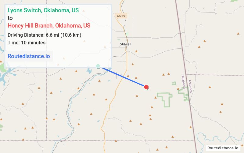 Route map from Lyons Switch to Honey Hill Branch