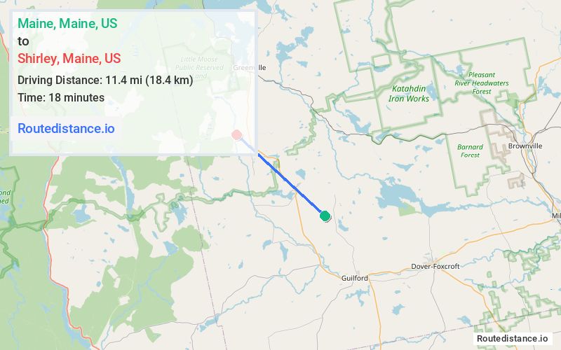 Distance from Maine to Shirley