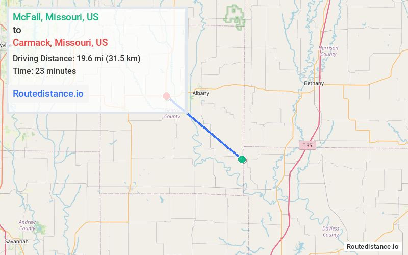 Distance from McFall to Carmack