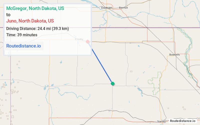 Distance from McGregor to Juno
