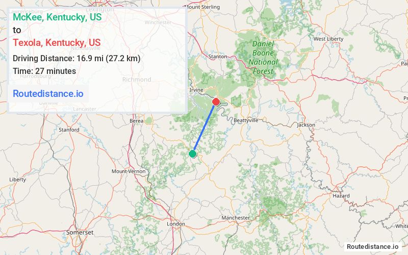 Distance from McKee to Texola