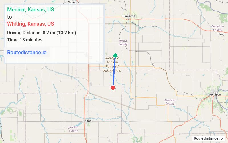 Distance from Mercier to Whiting