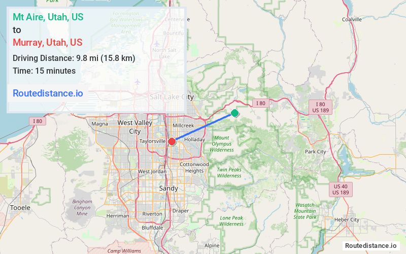 Route map from Mt Aire to Murray