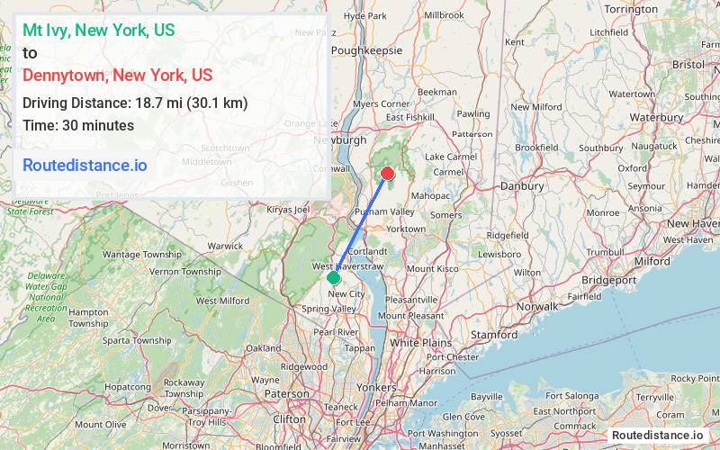 Route map from Mt Ivy to Dennytown