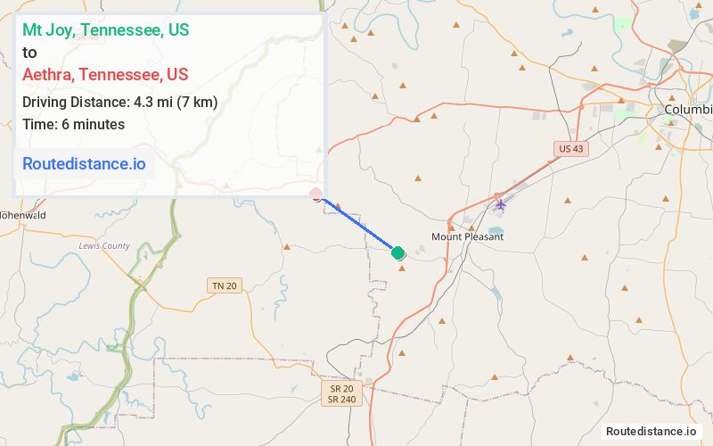 Route map from Mt Joy to Aethra