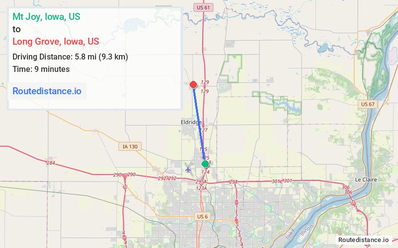 Route map from Mt Joy to Long Grove