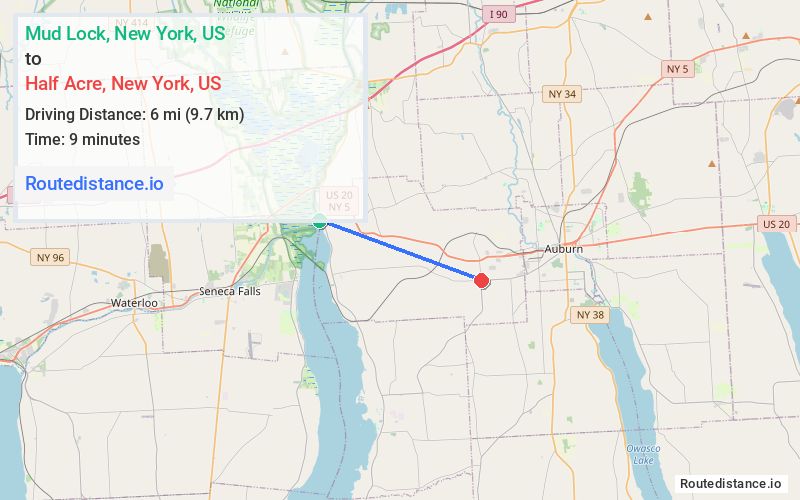 Distance from Mud Lock to Half Acre
