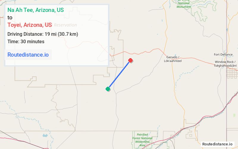 Route map from Na Ah Tee to Toyei