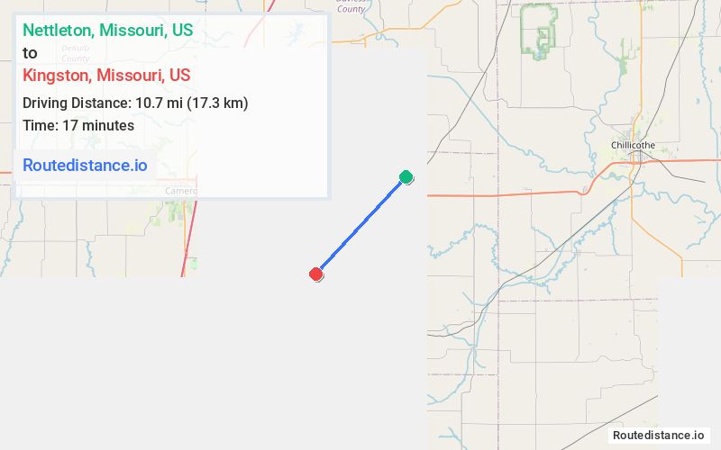 Route map from Nettleton to Kingston