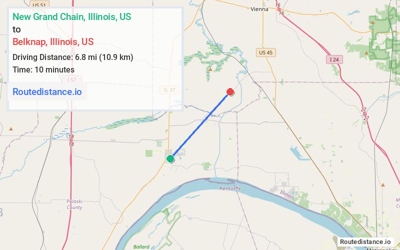 Route map from New Grand Chain to Belknap