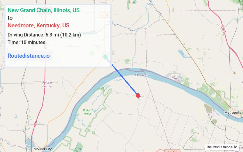 Distance from New Grand Chain to Needmore