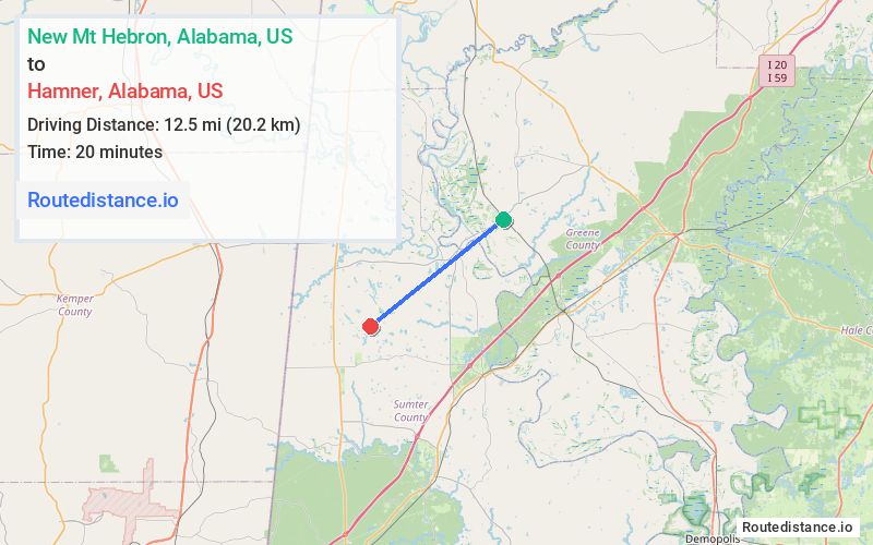 Distance from New Mt Hebron to Hamner