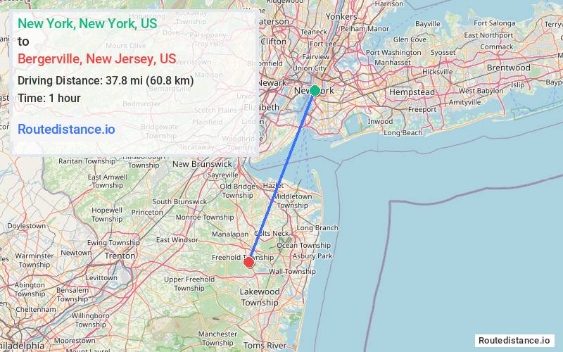 Distance from New York to Bergerville