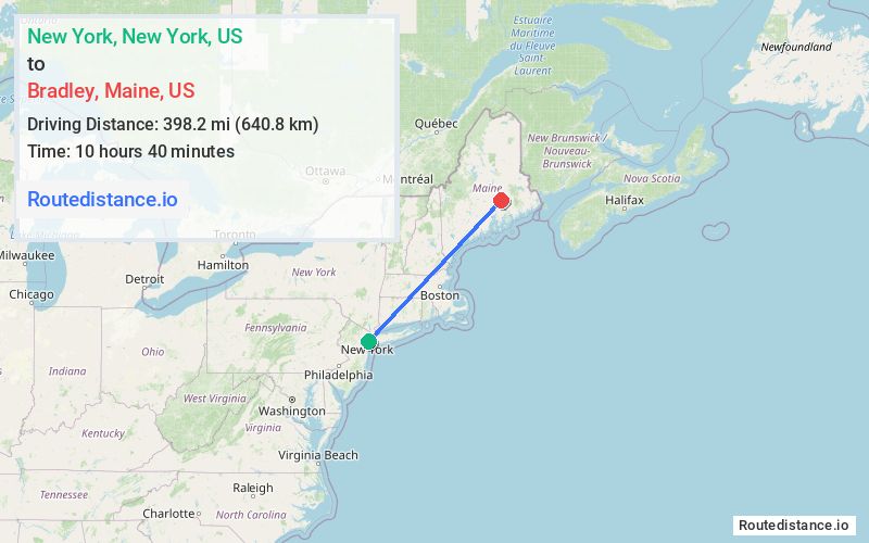 Distance from New York to Bradley