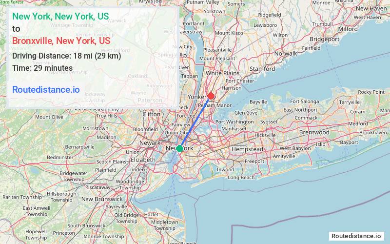 Distance from New York to Bronxville