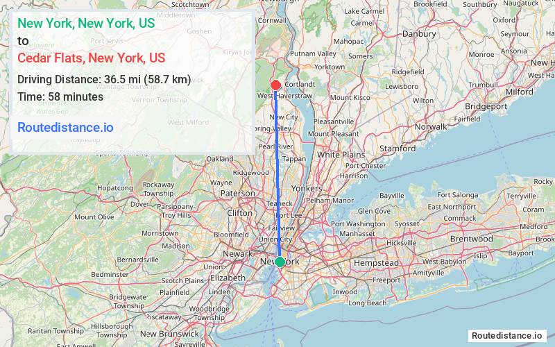 Distance from New York to Cedar Flats