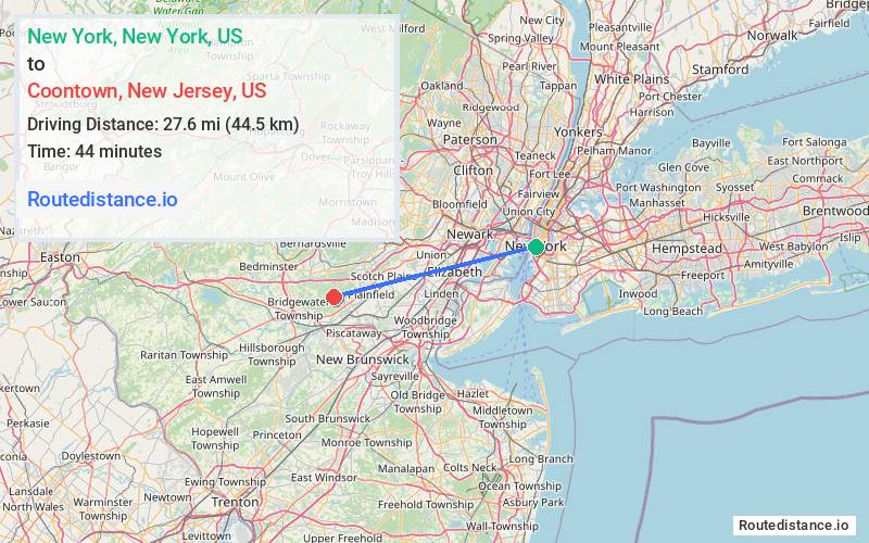 Route map from New York to Coontown