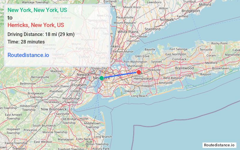 Distance from New York to Herricks