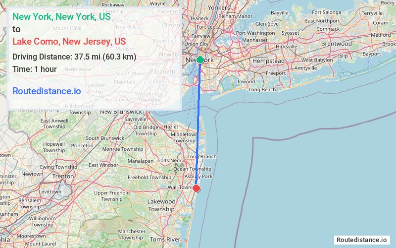 Distance from New York to Lake Como