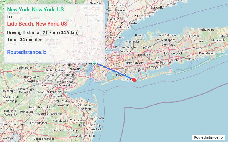 Distance from New York to Lido Beach