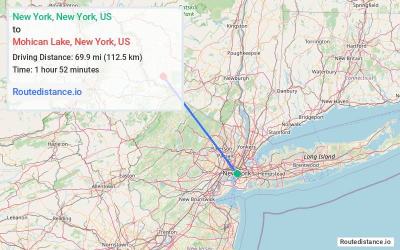 Distance from New York to Mohican Lake