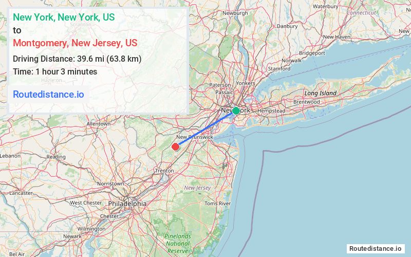 Distance from New York to Montgomery