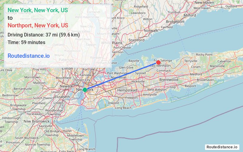 Distance from New York to Northport