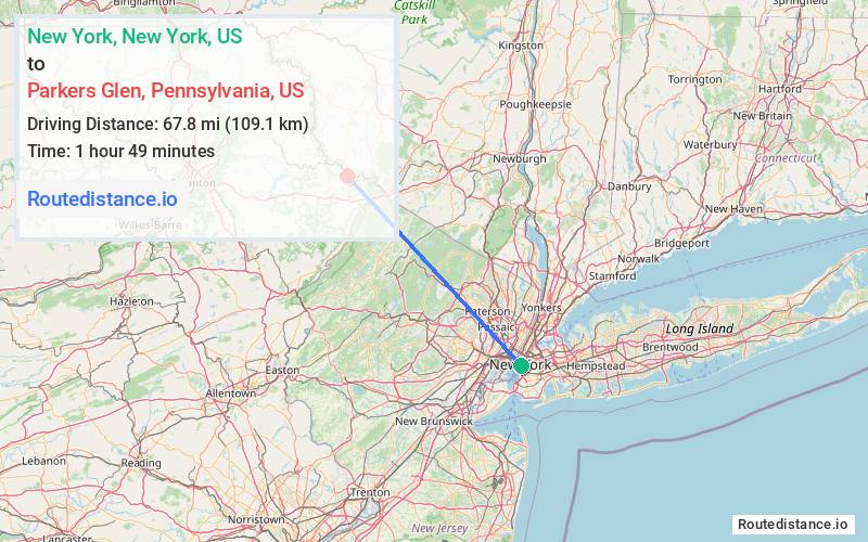 Distance from New York to Parkers Glen