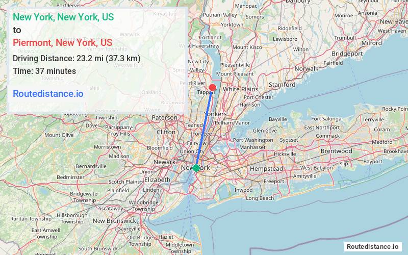 Distance from New York to Piermont
