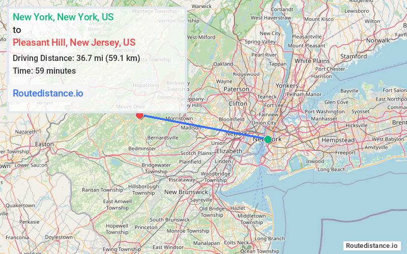 Distance from New York to Pleasant Hill