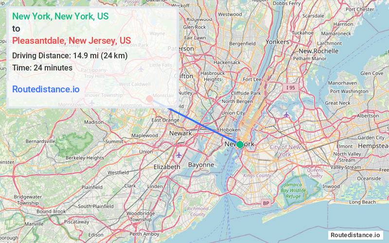 Distance from New York to Pleasantdale
