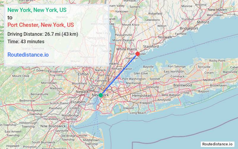 Distance from New York to Port Chester