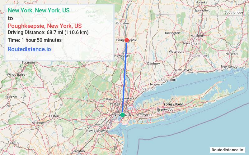 Distance from New York to Poughkeepsie