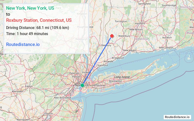 Distance from New York to Roxbury Station