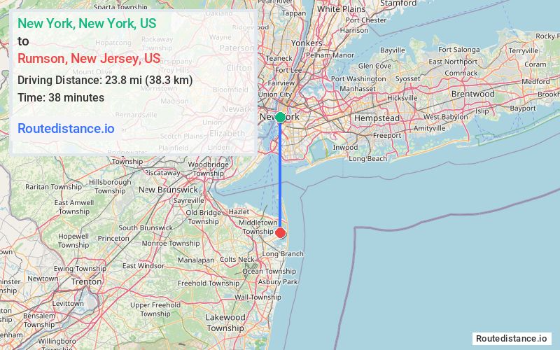 Distance from New York to Rumson