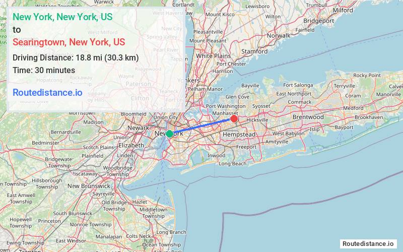 Distance from New York to Searingtown