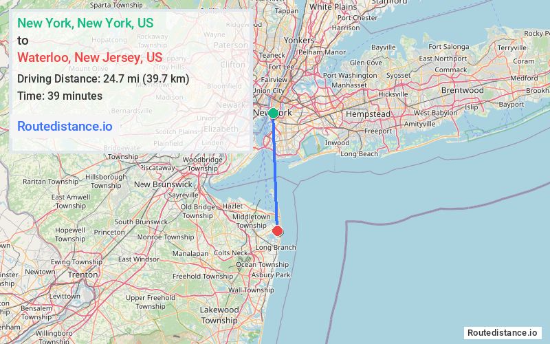 Distance from New York to Waterloo