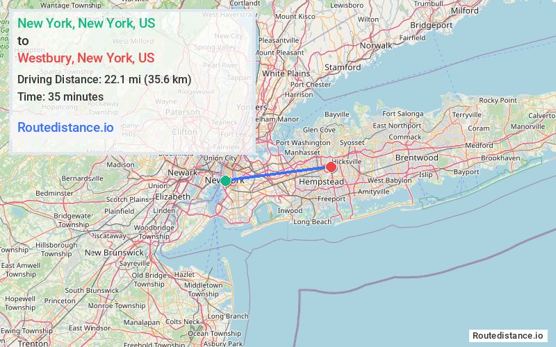 Distance from New York to Westbury