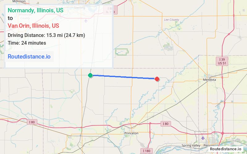 Distance from Normandy to Van Orin