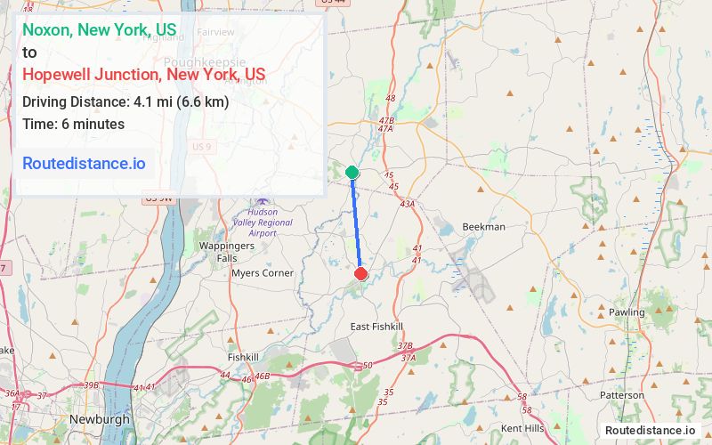 Route map from Noxon to Hopewell Junction