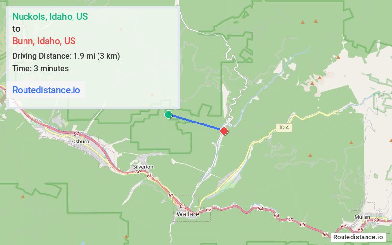 Distance from Nuckols to Bunn