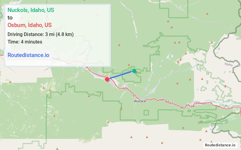 Distance from Nuckols to Osburn